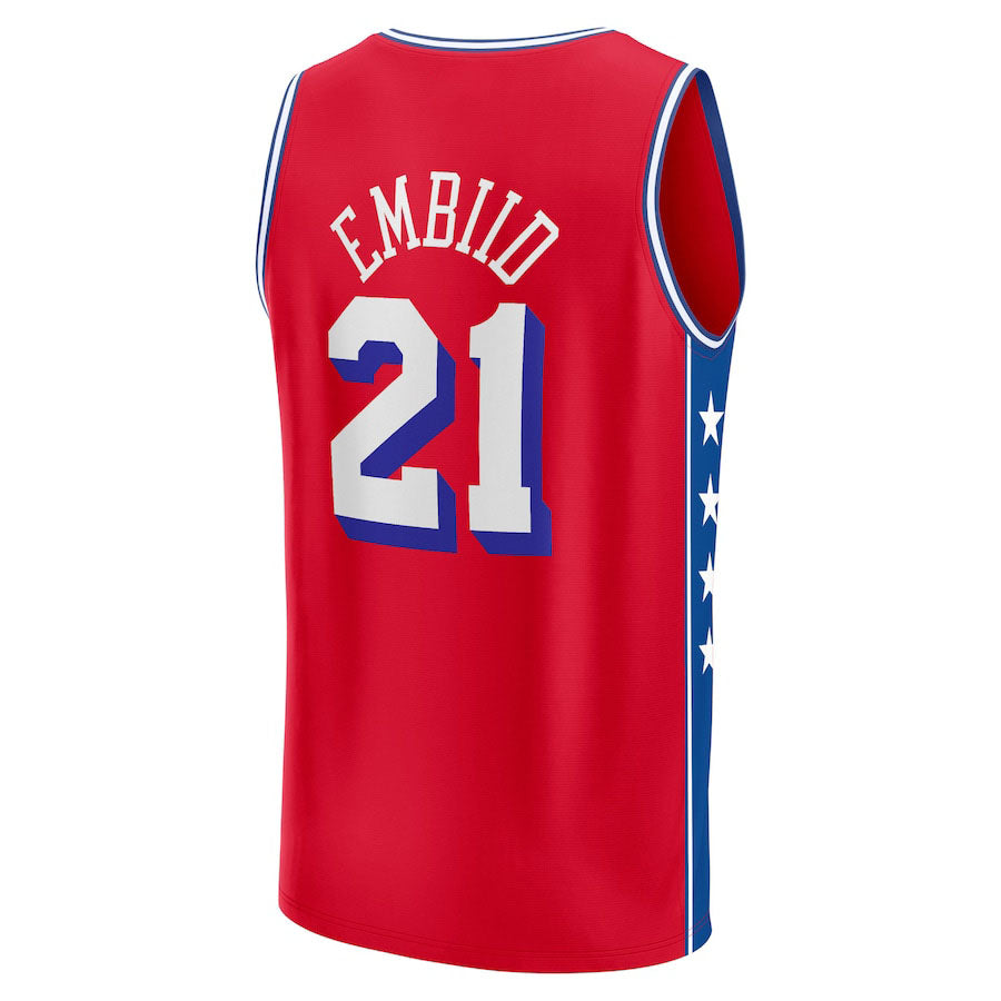 Men Joel Embiid #21 Hardwood Classics Throwback White Logo Black