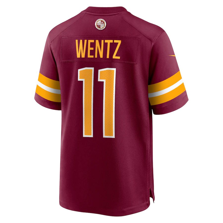 W.Commanders #11 Carson Wentz Burgundy Game Jersey Stitched