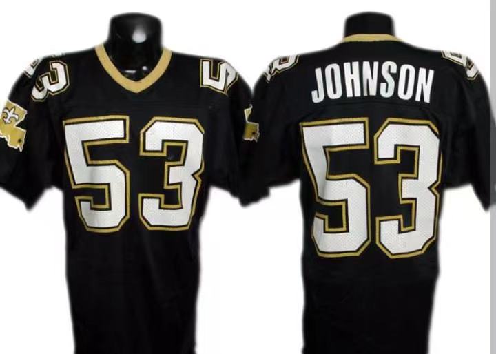 NO.Saints #53 Vaughn Johnson Black Game Jersey Stitched American Football Jerseys