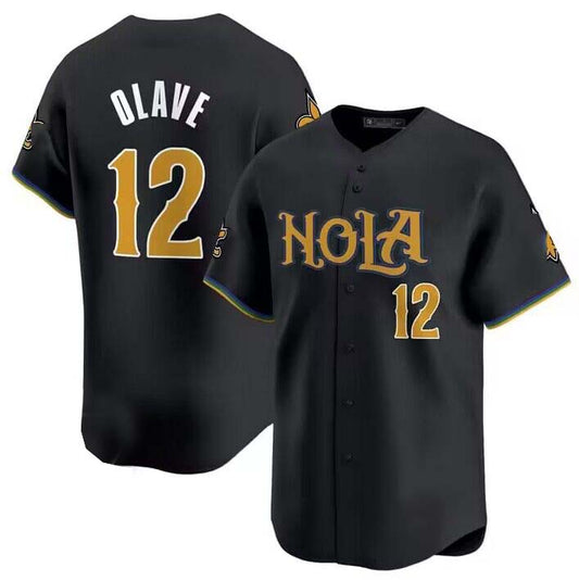 NO.Saints #12 Chris Olave Black With Patch Fashion Baseball Stitched Vapor Premier Limited Jersey