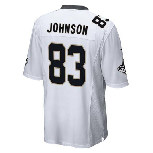 NO.Saints #83 JOHNSON white Game Jersey Stitched American Football Jerseys