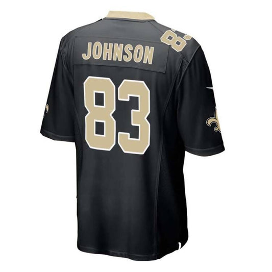 NO.Saints #83 Juwan Johnson Black Game Jersey Stitched American Football Jerseys