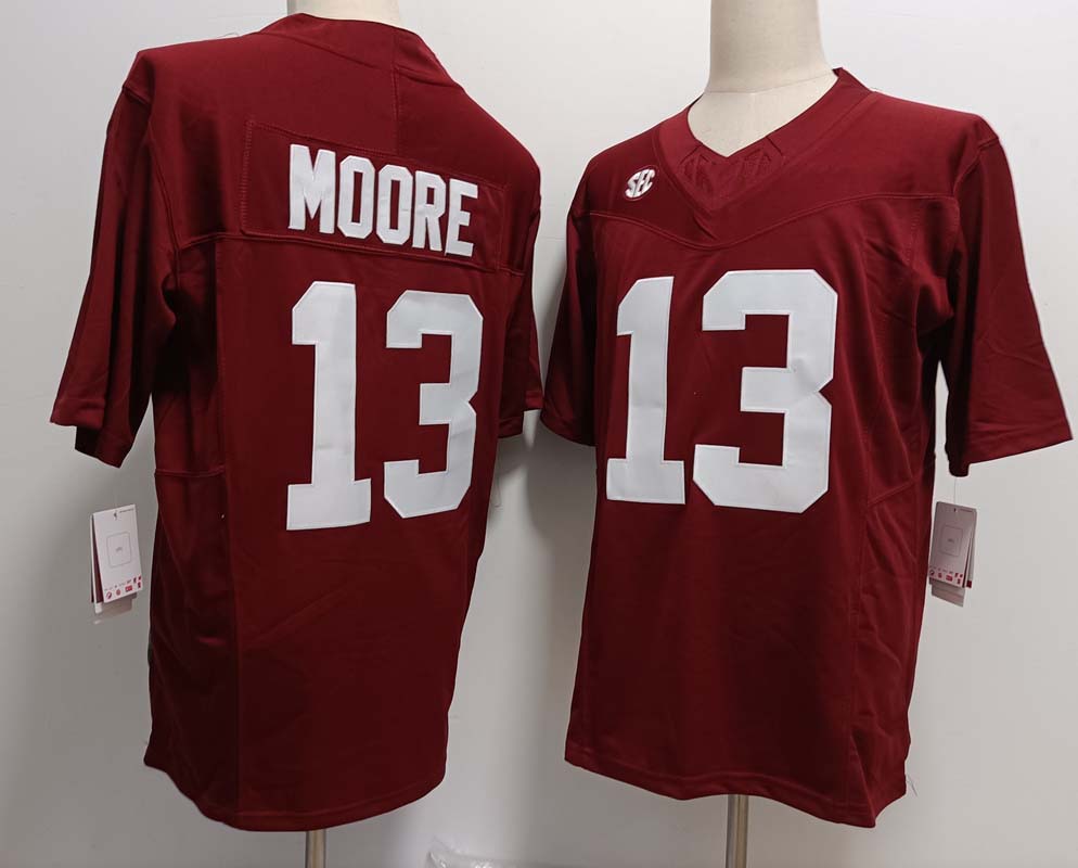 A.Crimson Tide #13 Malachi Moore Red FUSE  American College Jerseys