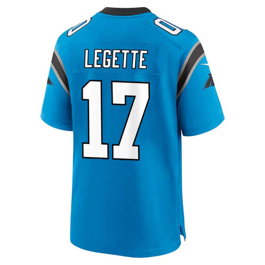 C.Panthers #17 Xavier Legette 2024 First Round Pick Game Player Jersey - Blue Football Jerseys