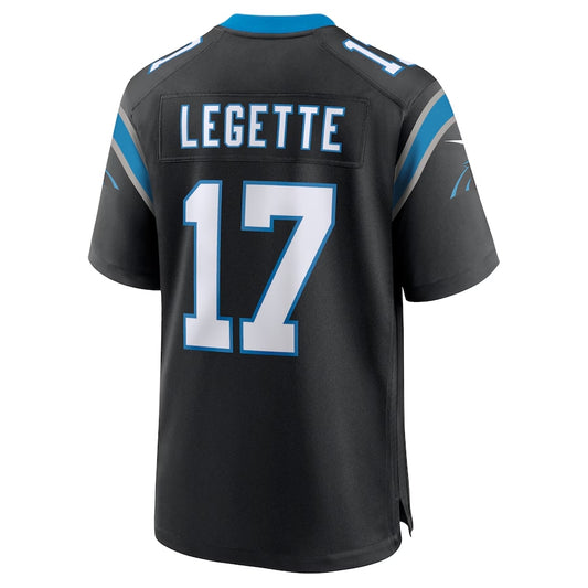 C.Panthers #17 Xavier Legette 2024 First Round Pick Game Player Jersey - Black Football Jerseys