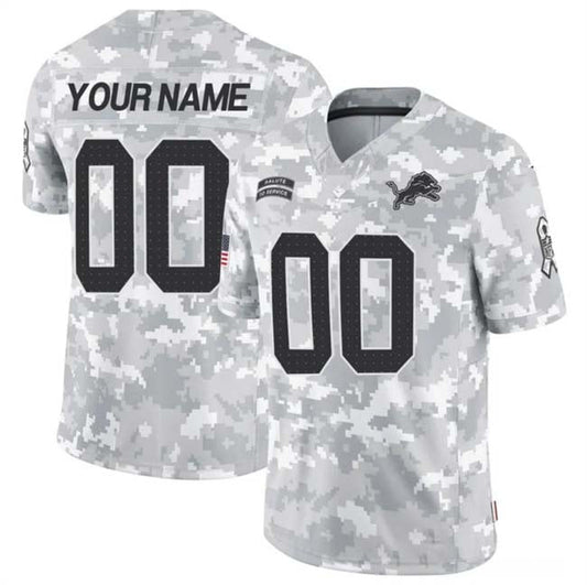 Custom D.Lions Active Player 2024 F.U.S.E Arctic Camo Salute To Service Limited Stitched Football Jersey