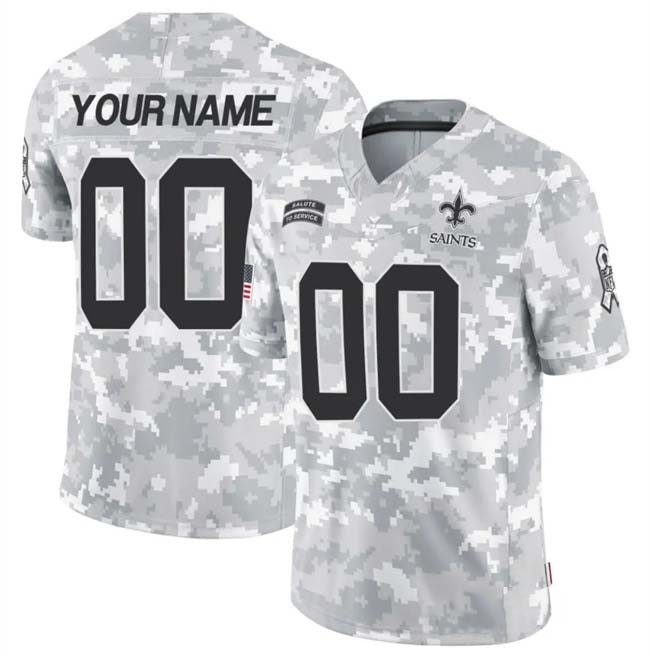 Custom NO.Saints Active Player 2024 F.U.S.E Arctic Camo Salute To Service Limited Stitched Football Jersey