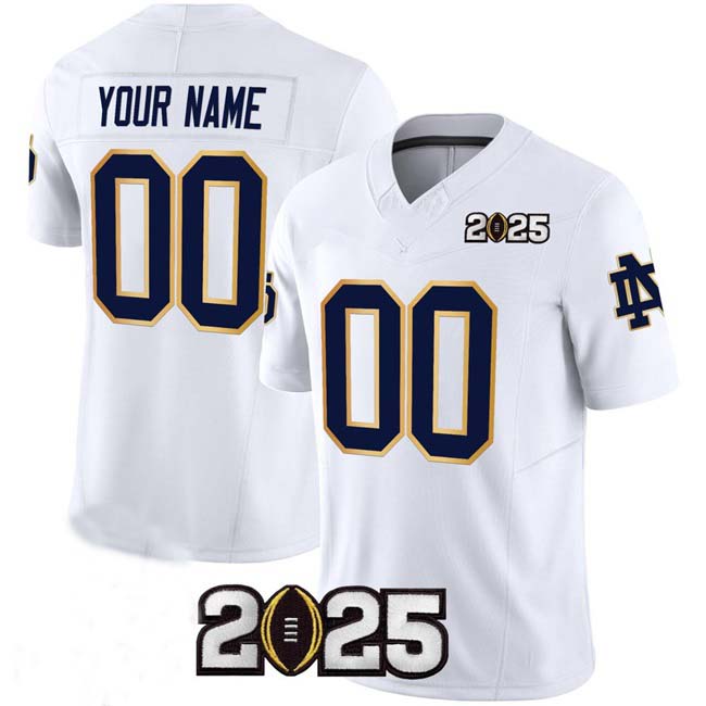 Custom N.Dame Fighting Irish ACTIVE PLAYER White F.U.S.E. 2025 CFP Final Patch Limited Stitched Football College Jerseys