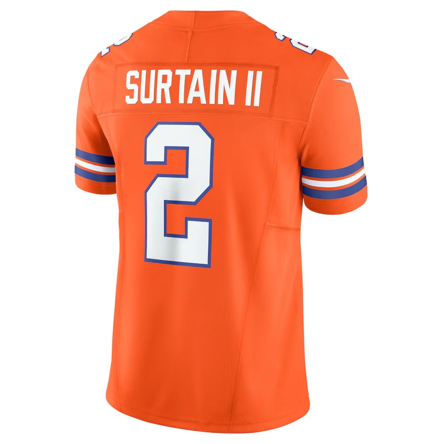 D.Broncos #2 Patrick Surtain II Orange Alternate Mile High Collection 1977 Throwback Vapor F.U.S.E. Limited Football Jerseys