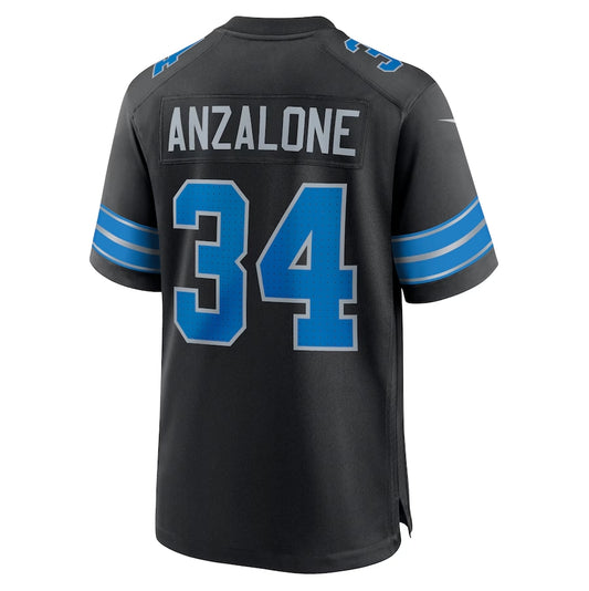 D.Lions #34 Alex Anzalone 2nd Alternate Game Jersey - Black American Football Jerseys