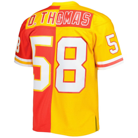 KC.Chiefs #58 Derrick Thomas Mitchell & Ness 1994 Split Legacy Replica Jersey - Red/Gold Stitched American Football Jerseys