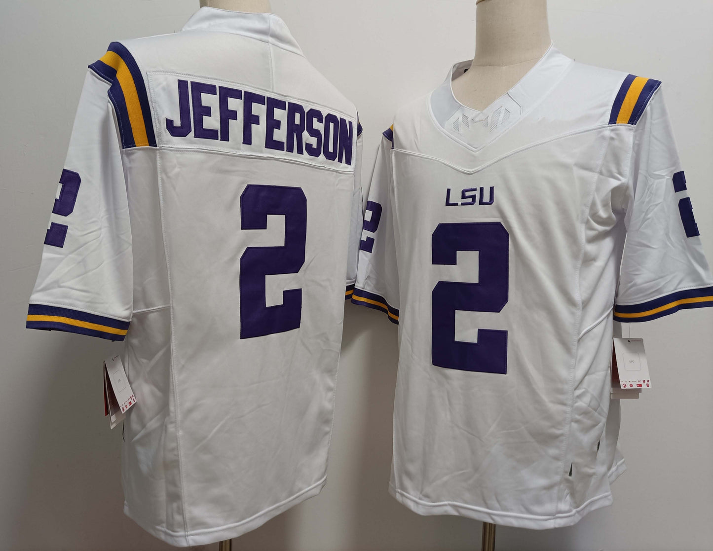 L.Tigers #2 Justin Jefferson White FUSE Stitched American College Jerseys