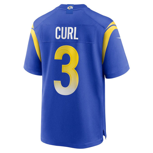 LA.Rams #3 Kamren Curl Game Jersey - Royal American Football Jersey