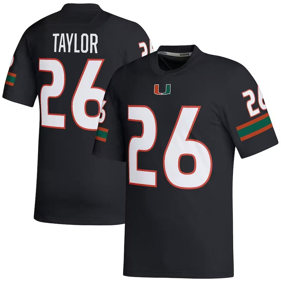 M.Hurricanes #26 Sean Taylor Retired Football Player Jersey - Black American College Jerseys