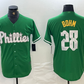 Philadelphia Phillies #28 Alec Bohm Kelly Green Cool Base Jersey Baseball Jersey