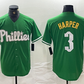 Philadelphia Phillies #3 Bryce Harper Green 2024 City Connect Stitched Baseball Jerseys