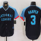 Philadelphia Phillies #3 Bryce Harper Navy 2024 All Star Limited Stitched Baseball Jersey