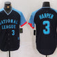 Philadelphia Phillies #3 Bryce Harper Number Navy 2024 All Star Limited Stitched Baseball Jersey