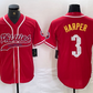 Philadelphia Phillies #3 Bryce Harper Red Cool Base Stitched Baseball Jersey