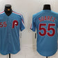 Philadelphia Phillies #55 Ranger Suarez Number Light Blue Cooperstown Cool Base Baseball Jersey