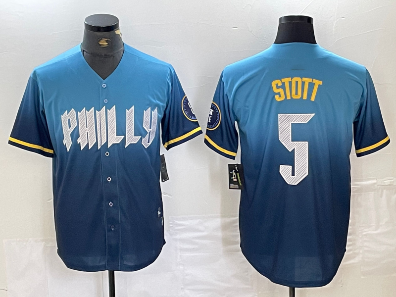 Philadelphia Phillies #5 Bryson Stott Blue 2024 City Cool Base Stitched Baseball Jersey