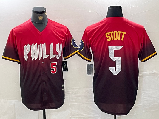 Philadelphia Phillies #5 Bryson Stott Red 2024 City Player Number Cool Base Baseball Jersey