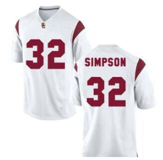 U.Trojans #32 O.J. Simpson Replica Football Jersey White Stitched American College Jerseys