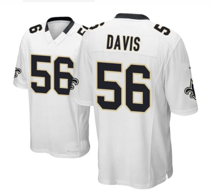 NO.Saints #56 Demario Davis White Game Player Jersey Stitched American Football Jerseys