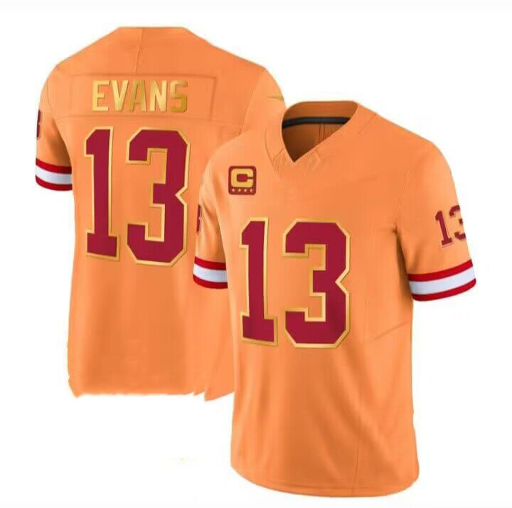 TB.Buccaneers #13 Mike Evans Throwback Game Jersey - Orange Stitched American Football Jerseys