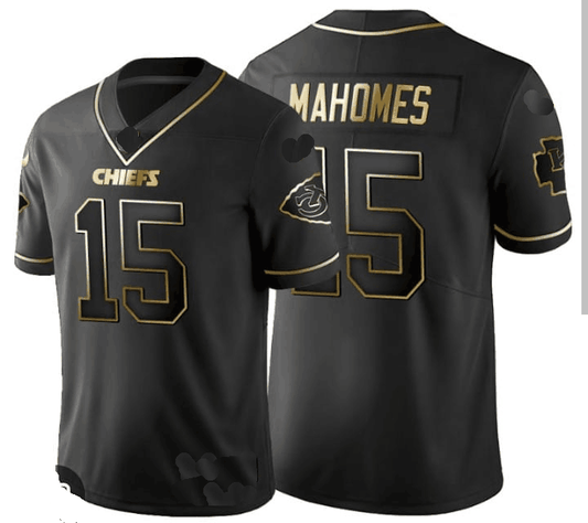 KC.Chiefs #15 Patrick Mahomes Black Golden Limited Stitched American Football Jerseys