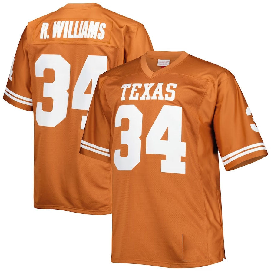 T.Longhorns #34 Ricky Williams Mitchell & Ness Big & Tall Throwback Jersey - Texas Orange American College Jerseys