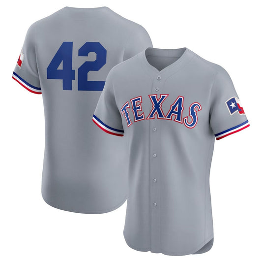 Texas Rangers Road 2024 #42 Jackie Robinson Day Elite Jersey - Gray Baseball Jerseys