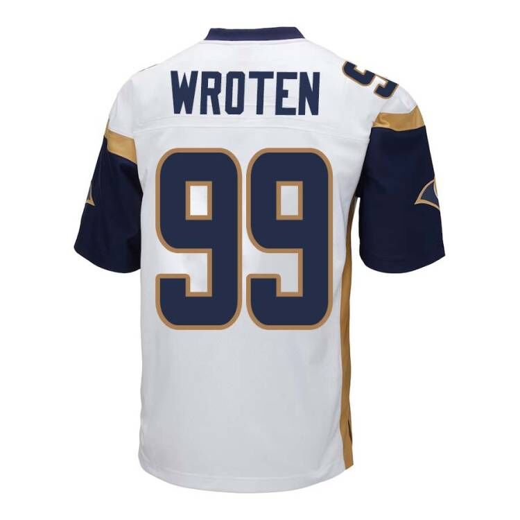 LA.Rams #99 Claude Wroten  White Road Game Player American Football Jersey