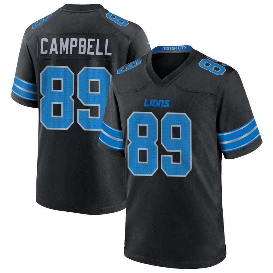 D.Lions #89 Dan Campbell Black 2nd Alternate Game Jersey American Football Jerseys