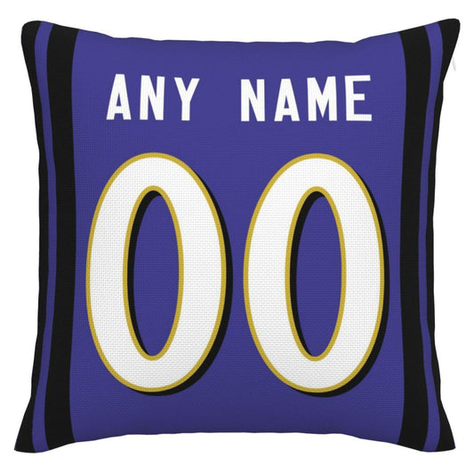 Custom B.Ravens Pillow Purple Football Team Decorative Throw Pillow Case Print Personalized Football Style Fans Letters & Number Birthday Gift Football Pillows