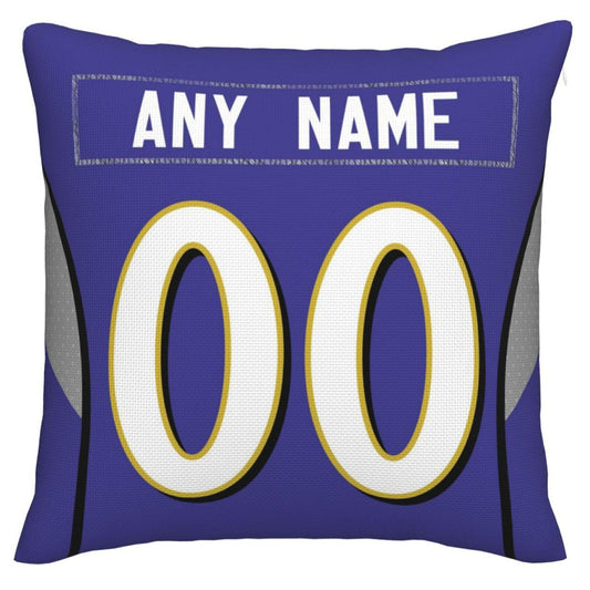 Custom B.Ravens Pillow Purple Football Team Decorative Throw Pillow Case Print Personalized Football Style Fans Letters & Number Birthday Gift Football Pillows