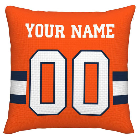 Custom D.Broncos Pillow Decorative Throw Pillow Case - Print Personalized Football Team Fans Name & Number Birthday Gift Football Pillows