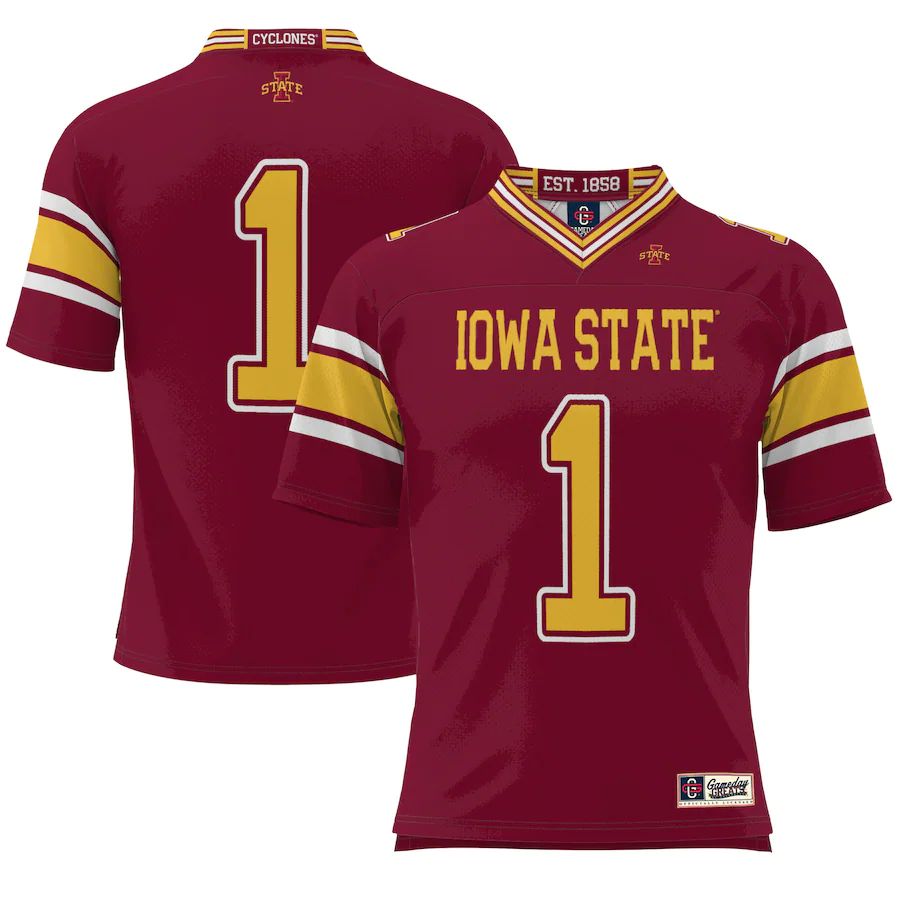 #1 I.State Cyclones ProSphere Endzone Football Jersey Cardinal Stitched American College Jerseys