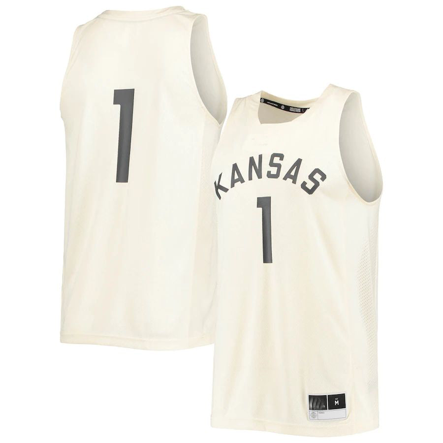 #1 K.Jayhawks Reverse Retro Jersey  Cream Stitched American College Jerseys