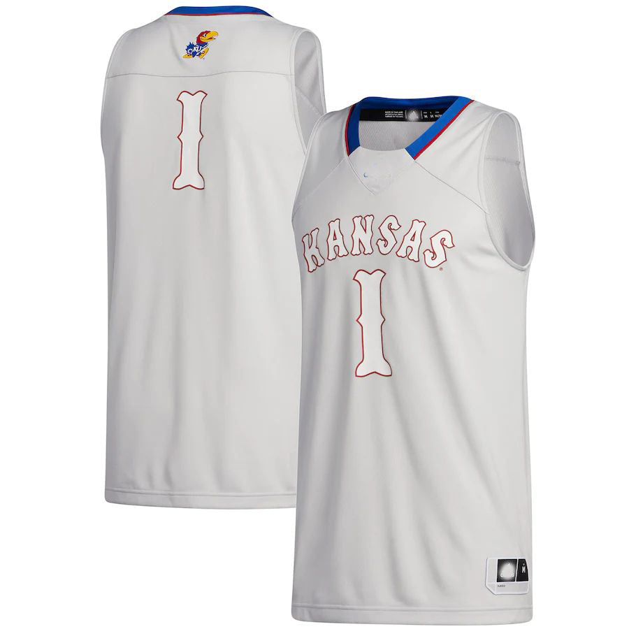 #1 K.Jayhawks Swingman Jersey Gray Stitched American College Jerseys