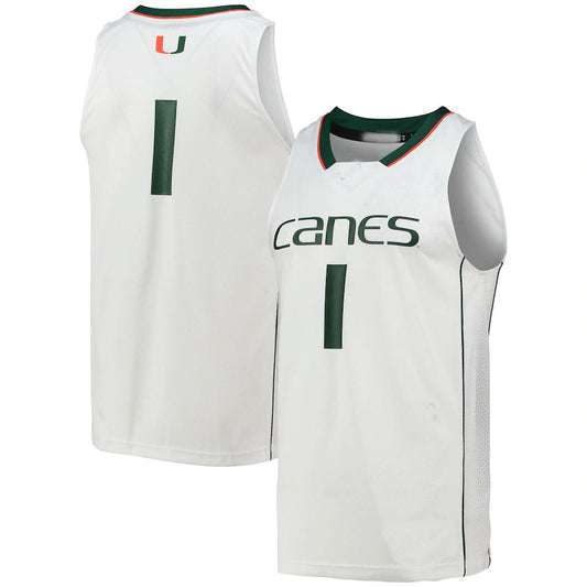 #1 M.Hurricanes Team Swingman Basketball Jersey White Stitched American College Jerseys