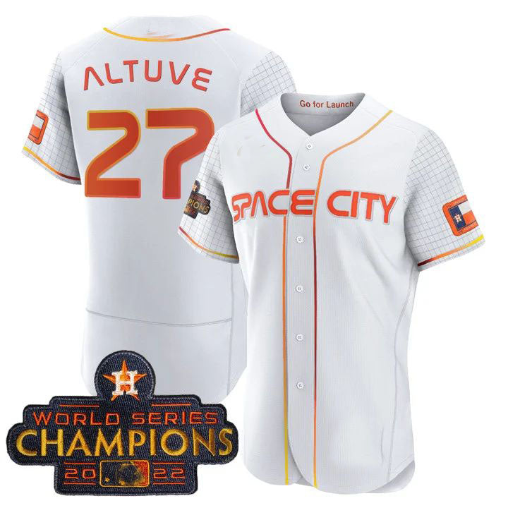 #27 Jose Altuve Houston Astros White 2023 SPACE CITY CHAMPIONS FLEX JE ...