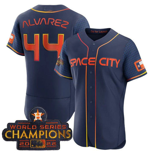 #44 Yordan Alvarez Houston Astros blue 2023 SPACE CITY CHAMPIONS FLEX JERSEY ¨C ALL STITCHED Baseball Jerseys