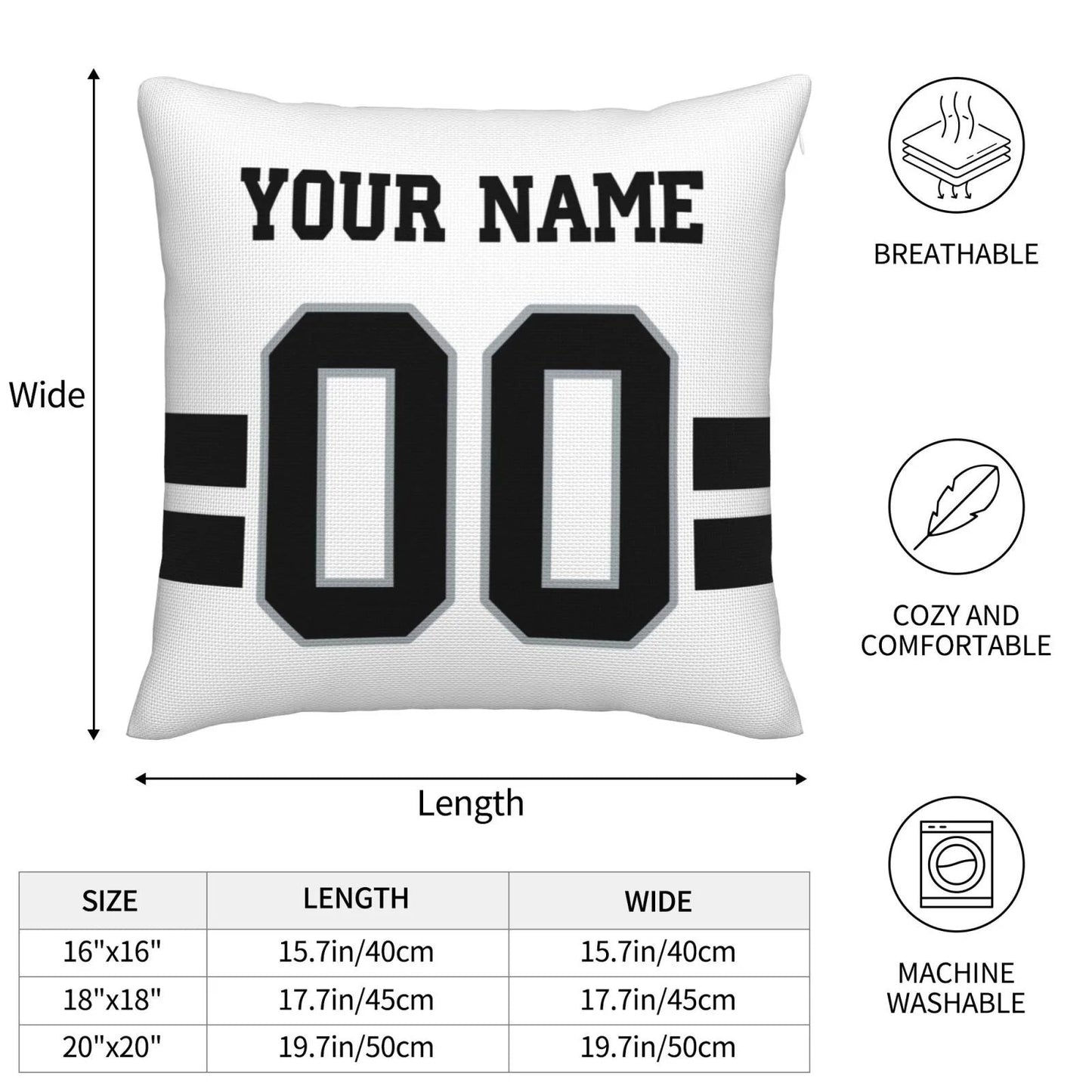 Custom L.Raiders Pillow Decorative Throw Pillow Case - Print Personalized Football Team Fans Name & Number Birthday Gift Football Pillows