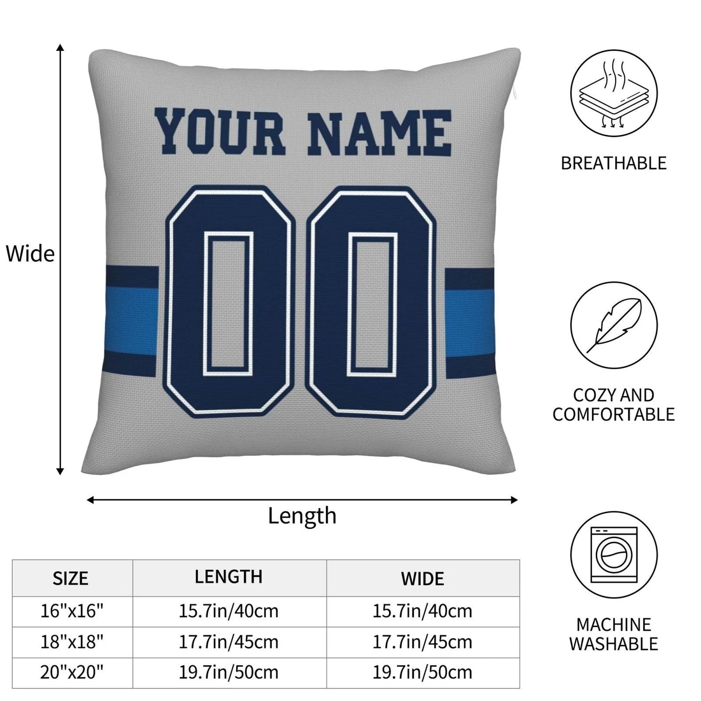 Custom D.Cowboys Pillow Decorative Throw Pillow Case - Print Personalized Football Team Fans Name & Number Birthday Gift Football Pillows