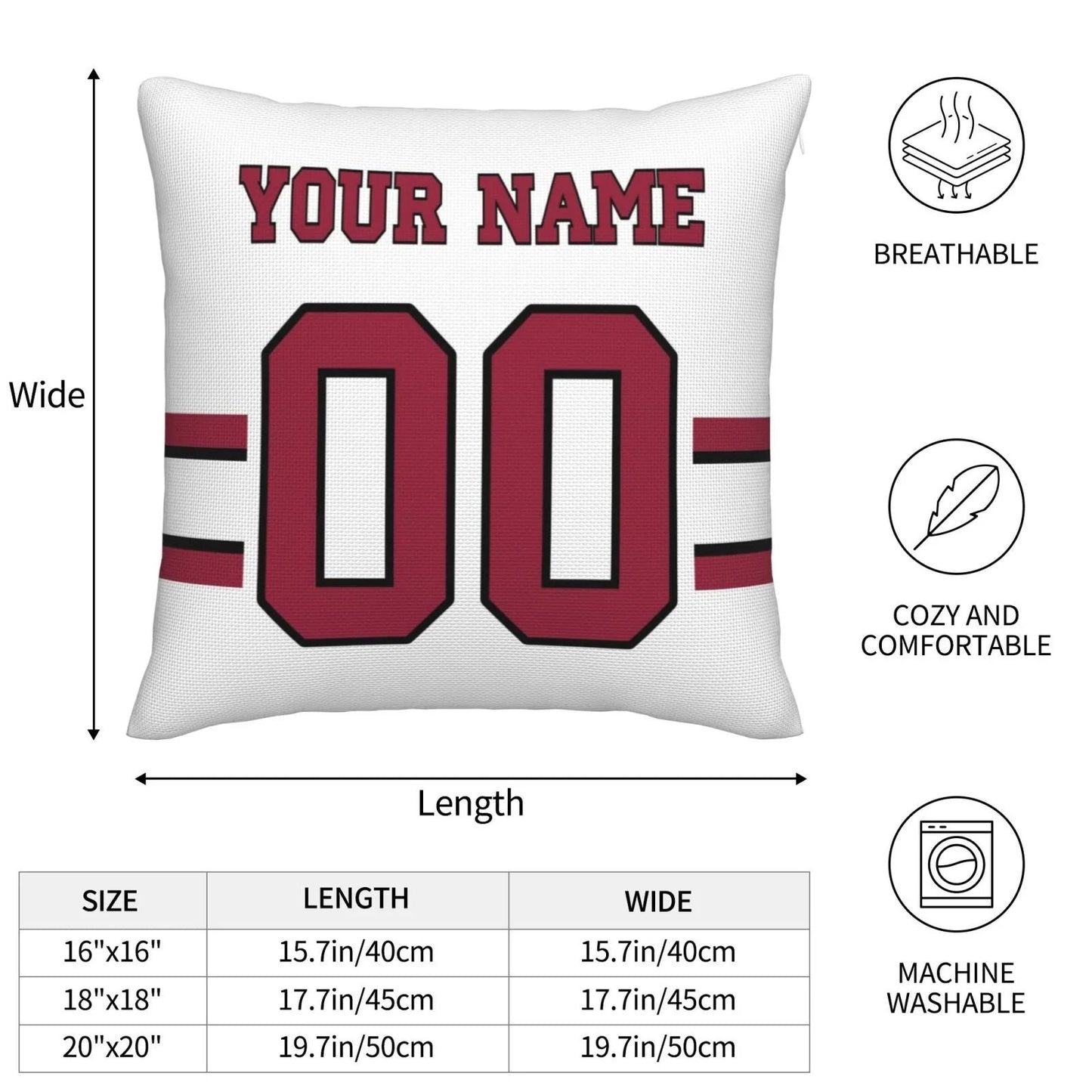 Custom A.Cardinals Pillow Decorative Throw Pillow Case - Print Personalized Football Team Fans Name & Number Birthday Gift Football Pillows