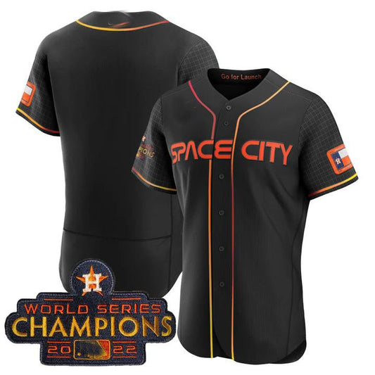 Houston Astros BLACK 2023 SPACE CITY CHAMPIONS FLEX JERSEY ¨C ALL STITCHED Baseball Jerseys