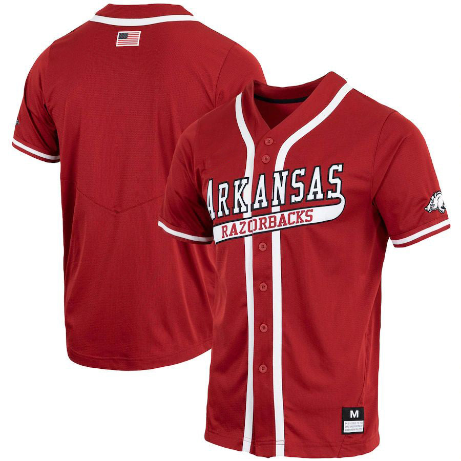 A.Razorbacks Replica Full-Button Baseball Jersey  Cardinal Stitched American College Jerseys