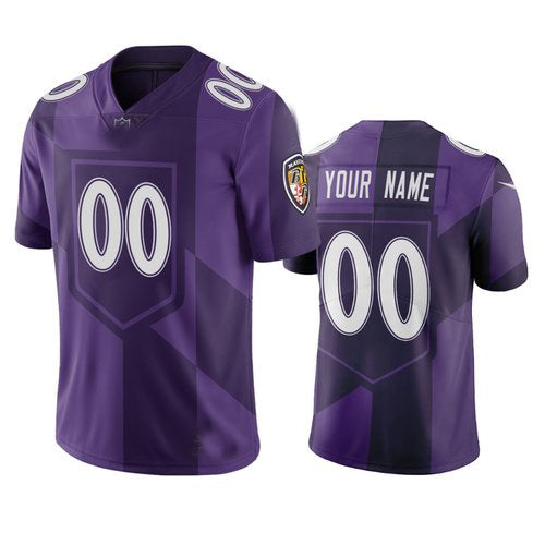 Custom B.Ravens Purple Vapor Limited City Edition Jersey Stitched American Football Jerseys