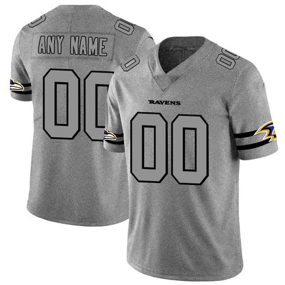 Custom B.Ravens 2019 Gray Gridiron Gray Vapor Untouchable Limited Jersey American jersey Stitched American Football Jerseys